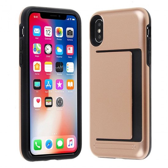 Capa Profesional Con Card Holder Para Iphone Xr Dourado