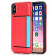 Capa Silicone Tpu Com Suporte De Cartão Apple Xs Max Vermelho