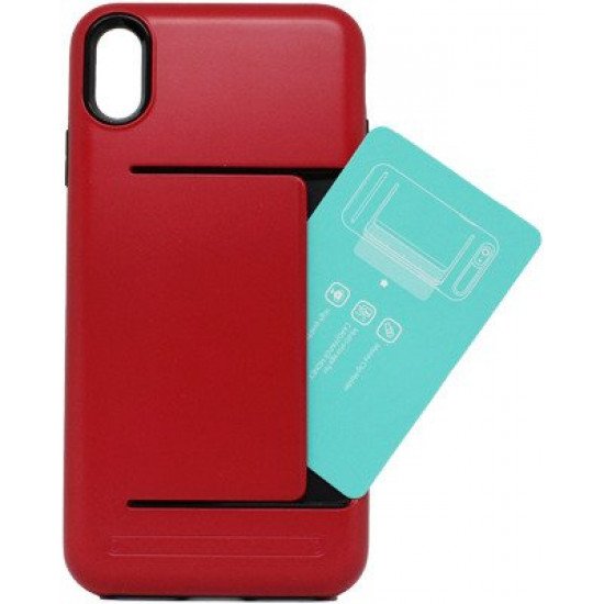 Capa Silicone Tpu Com Suporte De Cartão Apple Xr Vermelho