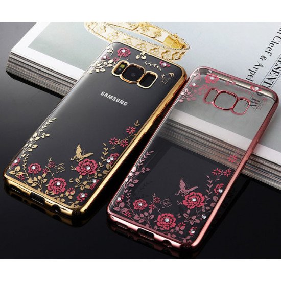 Capa Com Flor Desenho Samsung Galaxy S8 G950 Dourado