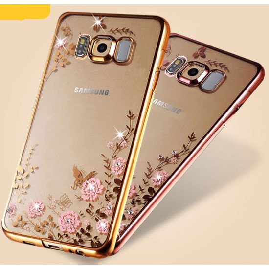 Capa Com Flor Desenho Samsung Galaxy S8 G950 Dourado