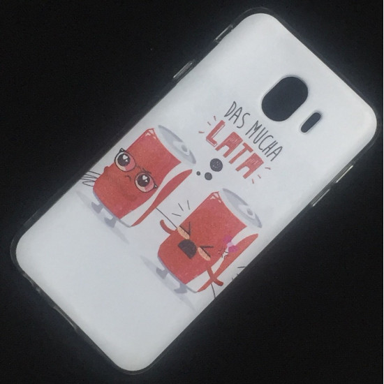 Capa Silicone Gel Com Desenho Samsung Galaxy J4 2018 Branco Lata