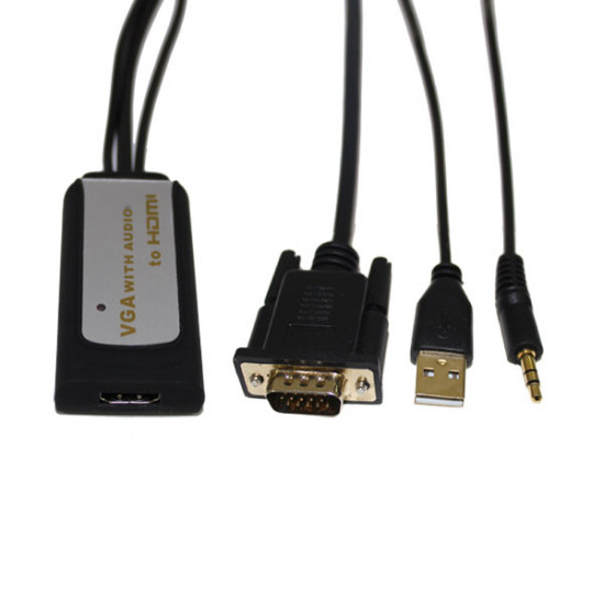 Cabo Hdmi Pacifico A Vga Transformador Zq-2002d Preto