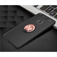 Capa Silicone Auto Focus Con Anillo De Dedo Huawei P10 Lite Negro / Rosado