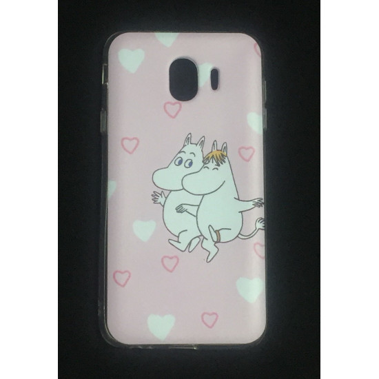 Capa Silicone Gel Com Desenho Samsung Galaxy J4 2018 Rosa Clara Corações