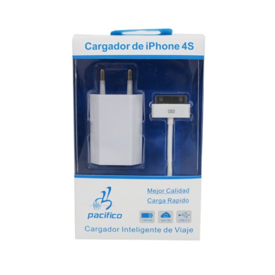 Carregador 220v Pacifico Iphone 4/4s 2 In 1 Branco