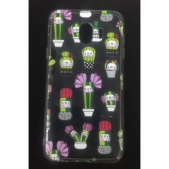 Capa Silicone Gel Com Desenho Samsung Galaxy J4 2018 Transparente Cactos