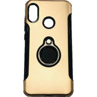 Capa De Silicio Con Metal Y Anillo De Dedo  Samsung Galaxy A40 Dourado