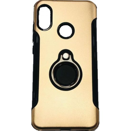 Capa Silicone Dura E Metal Com Anel De Dedo Samsung Galaxy A40 Dourado