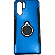 Capa De Silicio Con Metal Y Anillo De Dedo Huawei P30 Azul