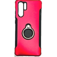 Capa De Silicio Con Metal Y Anillo De Dedo Huawei P30 Rojo