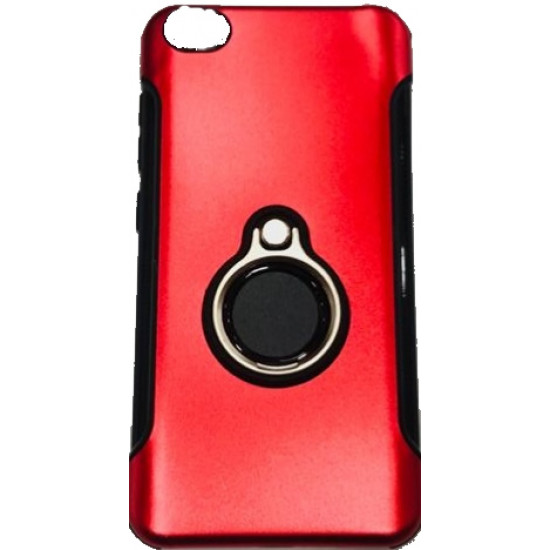 Capa Silicone Dura E Metal Com Anel De Dedo Xiaomi Redmi Go Vermelho