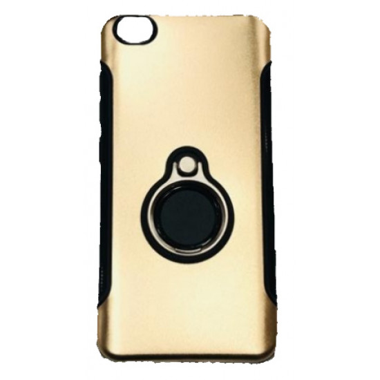 Capa Silicone Dura E Metal Com Anel De Dedo Xiaomi Redmi Go Dourado