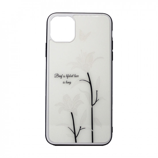 Capa Silicone Dura Com Desenho Flor Vennus Apple Iphone 11 Pro Branco Rosa Do Deserto