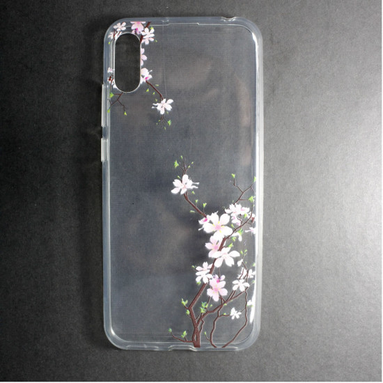 Huawei Y6 2019 Silicone Case Flower Design Cherry