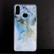 Capa Silicone Dura Com Padrão Mármore Samsung Galaxy A10s Azul