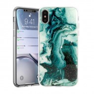 Capa Silicone Dura Com Padrão Mármore Samsung Galaxy A70s Verde