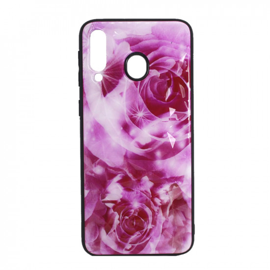 Funda De Silicona Tpu Con Patrón De cristal Samsung Galaxy A10s Flores Rosa