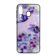 Capa Silicone Tpu Com Padrão Cristal Samsung Galaxy A40s Roxo Borboletas