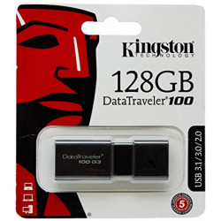 Pendrive Kingston 128gb Data Traveler 100 G3 Usb 3.1/3.0/2.0 Preto
