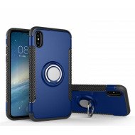 Capa Kickstand Magnético Com Suporte Do Anel Tampa Da Proteção De 360 Graus Para Iphone Xs Max Azul