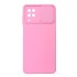 Funda De Gel De Silicona Samsung Galaxy A12 Rosa Con Protector De Cámara Y Ventana Deslizante