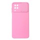 Funda De Gel De Silicona Samsung Galaxy A12 Rosa Con Protector De Cámara Y Ventana Deslizante