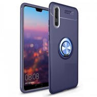 Huawei P20 Dark Blue Auto Focus With Finger Ring Silicone Case