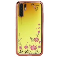 Huawei P30 Pro Pink Flower Design Silicone Gel Case