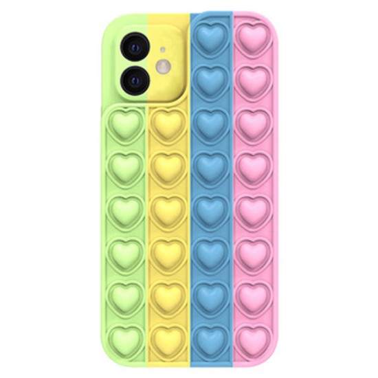 Capa De Silicone Pop It Apple Iphone 11 Colorido Coração Design 2 Com Protetor De Camera