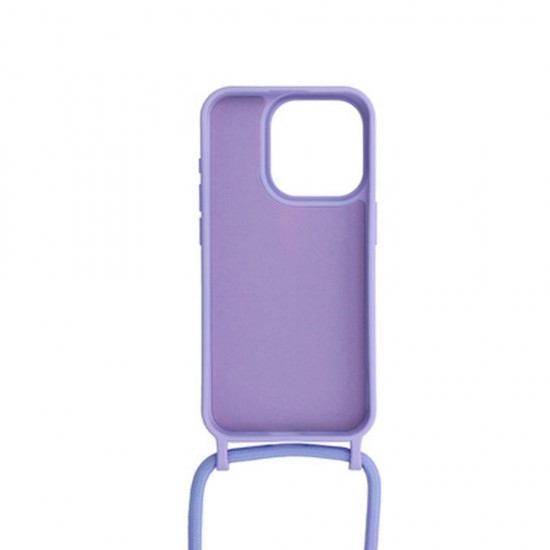 Funda De Silicona Apple Iphone 13 Pro Max Lila Con Cuerda