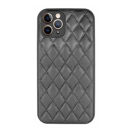 Capa Silicone Apple Iphone 13 Pro Preto Leather Almofadada Com Protetor De Câmera