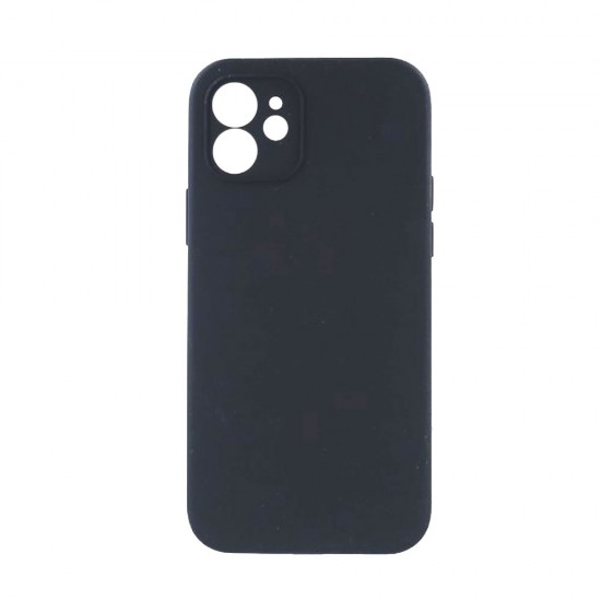 Apple Iphone 12 Black Silicone Case With Camera Protector