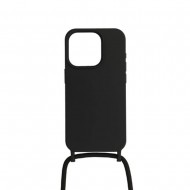 Capa Silicone Apple Iphone 14 Pro Preto Com Corda