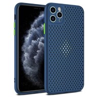 Funda De Silicona Apple Iphone 11 Pro Azul Oscuro Perforada Con Protector De Cámara