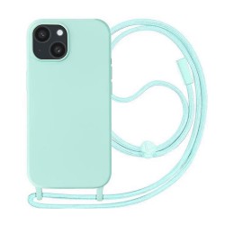Apple Iphone 15 Turquoise Green Silicone Case With String