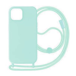Apple Iphone 15 Turquoise Green Silicone Case With String