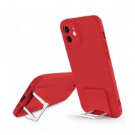 Capa Silicone Apple Iphone 13 Pro Vermelho Com Protetor De Câmera E Suporte