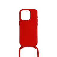 Funda De Silicona Apple Iphone 13 Pro Max Rojo Con Cuerda