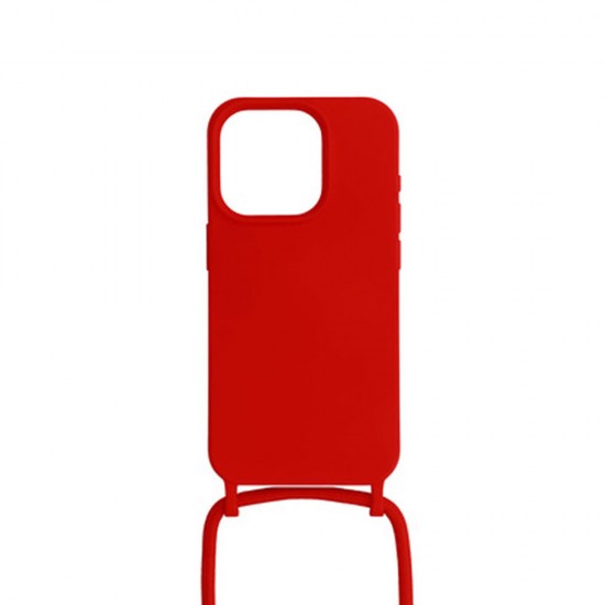 Capa Silicone Apple Iphone 13 Pro Max Vermelho Com Corda