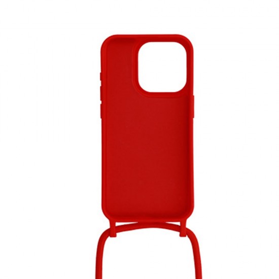 Funda De Silicona Apple Iphone 13 Pro Max Rojo Con Cuerda