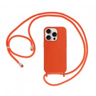 Apple Iphone 13 Pro Max Orange Silicone Case With String