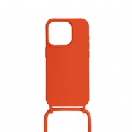 Funda De Silicona Apple Iphone 13 Pro Max Naranja Con Cuerda