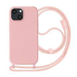 Apple Iphone 15 Pink Silicone Case With String