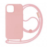 Apple Iphone 15 Pink Silicone Case With String