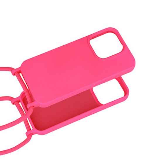 Apple Iphone 13 Pro Max Shock Pink Silicone Case With String