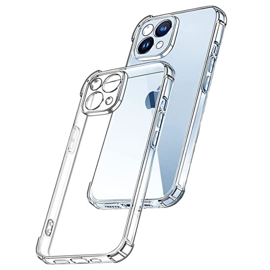 Funda De Silicona Dura Antigolpes Apple Iphone 14 Plus Transparente Con Protector De Cámara