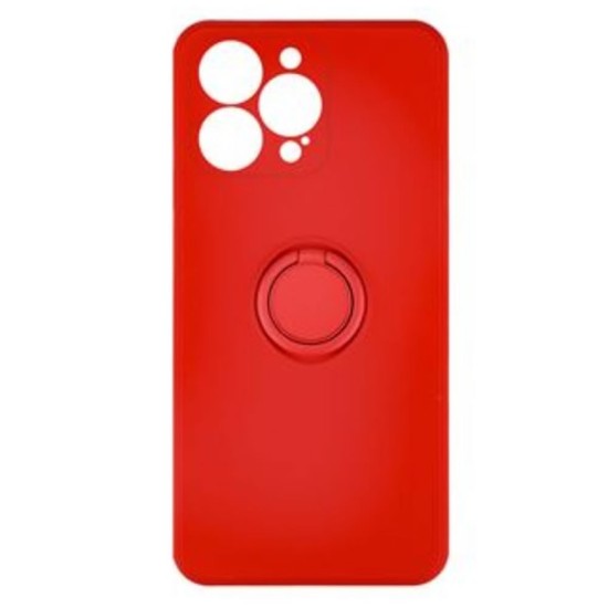 Funda De Silicona Apple Iphone 14 Pro Rojo Con Protector De Cámara Y Soporte De Anilla