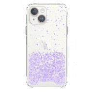 Apple Iphone 14 Purple Bling Glitter Silicone Case With Camera Protector