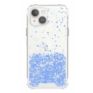 Capa Silicone Com Desenho Bling Glitter Apple Iphone 14 Azul Claro Com Protetor De Câmera